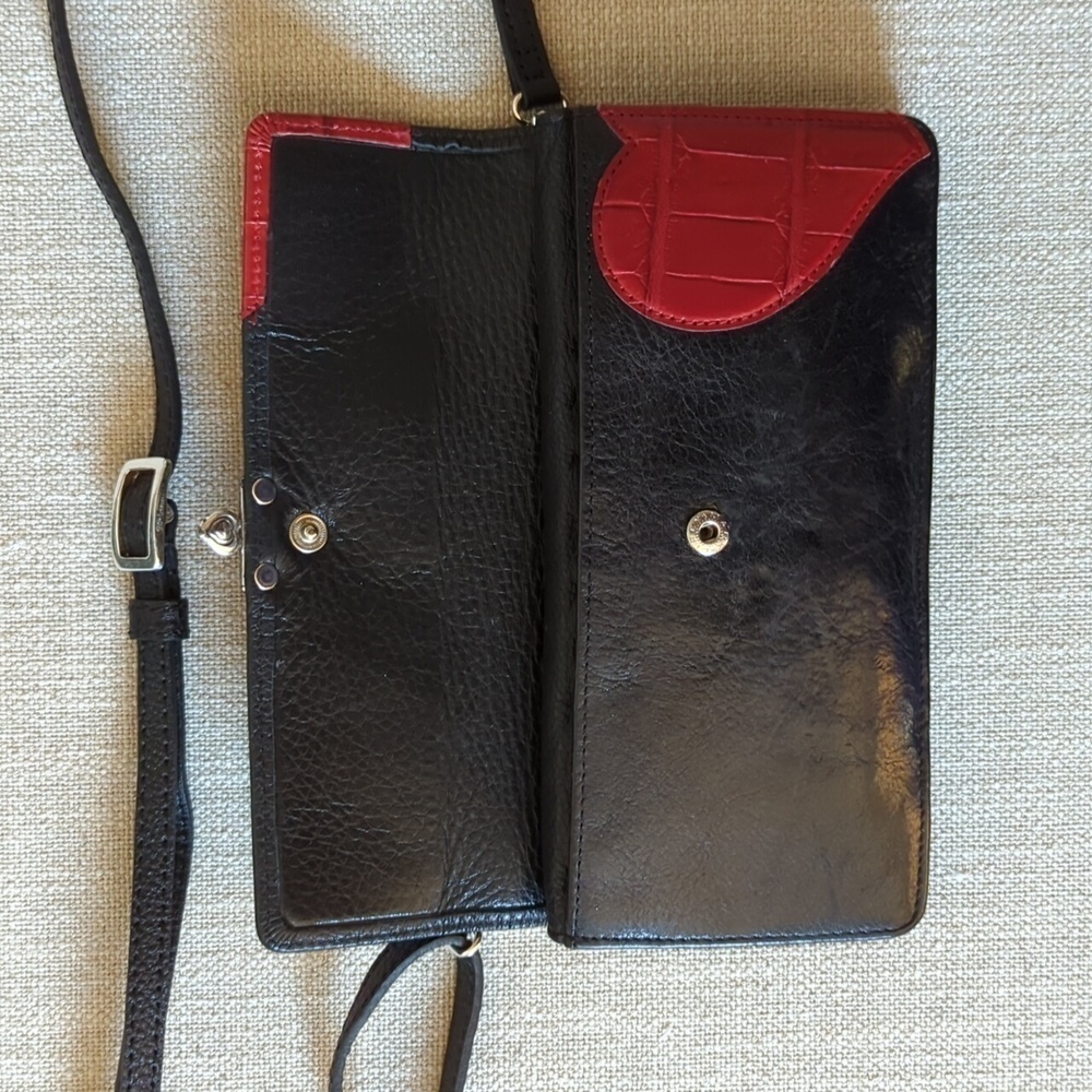 Vintage Brighton Crossbody Wallet heart motif leather - Picture 3 of 6